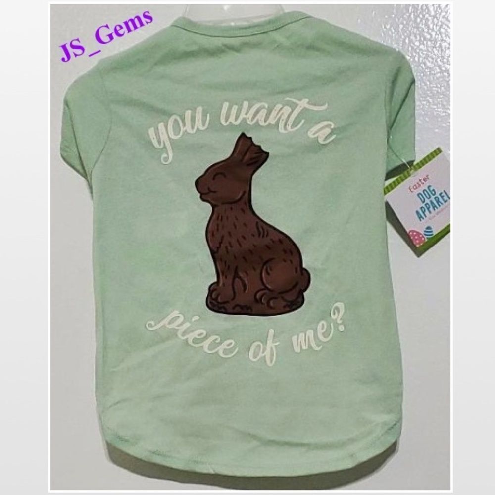 New Dog Shirt Pet Medium Green Chocolate Easter Bunny Top Puppy Apparel NWT